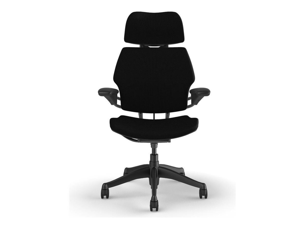 Humanscale Freedom Task Chair W/ Headrest, Standard Duron Arms, Graphite Frame, Black Corde 4 Textile