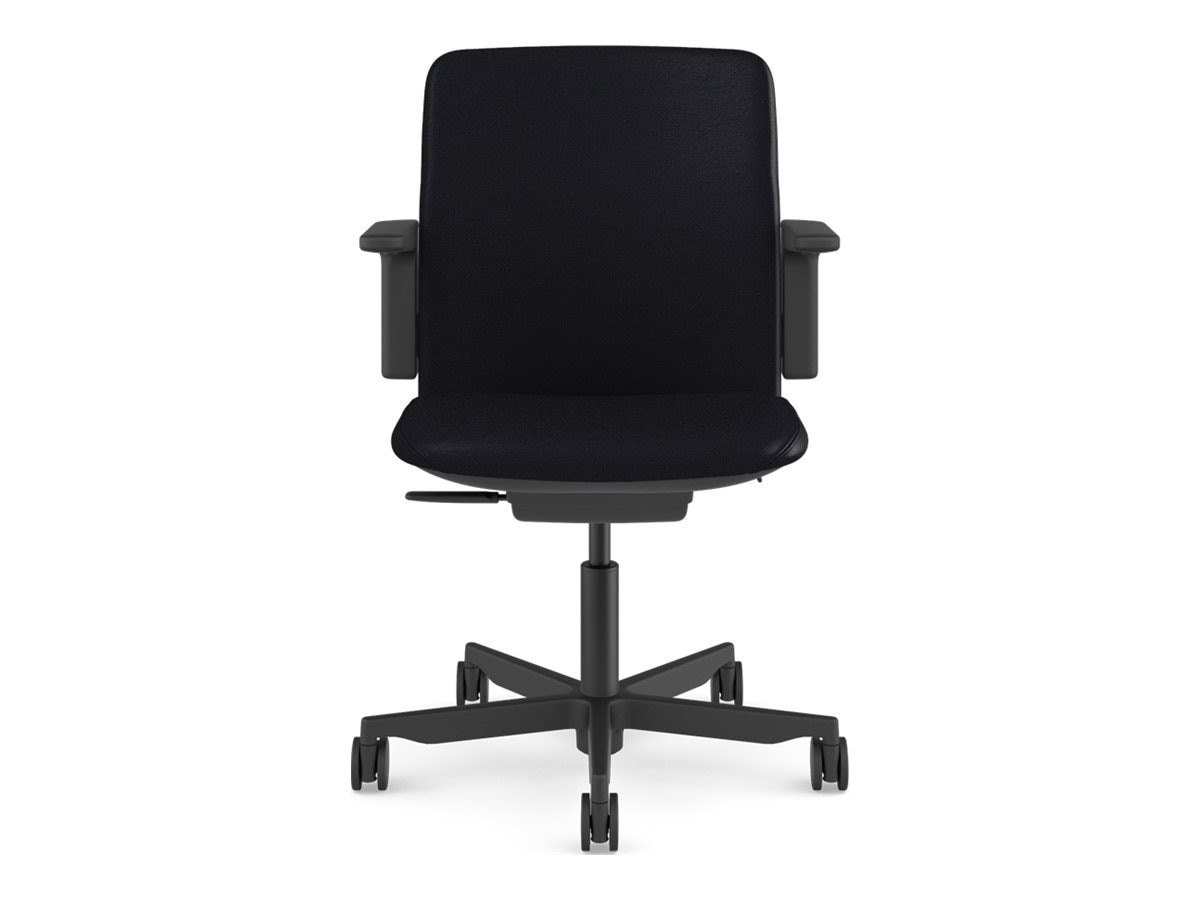 Humanscale Path Task Chair W/ Adjustable Duron Arms, Black Frame, Corvara Midnight/Light Grey Textile