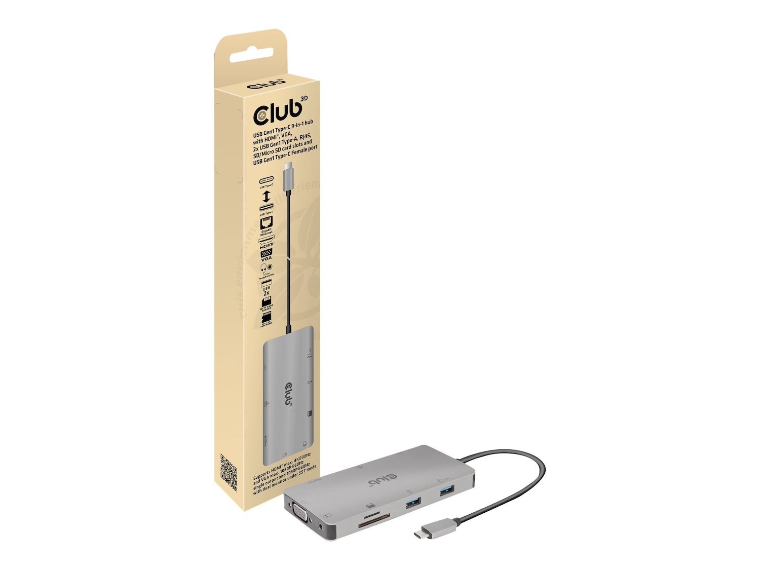 Club 3D Usbc 9-In-1 Hub-Hdmivga2xusba