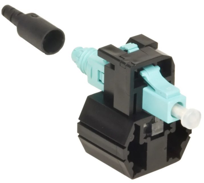 Qwik II® Field Installable LC Connector, OM3/4/5, Aqua, for 250/900um, single pack