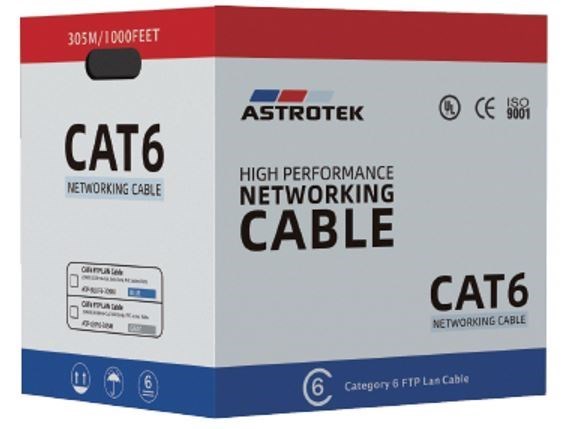 Astrotek Cat6 FTP Cable 305M Roll - Grey White Full 0.55MM Copper Solid Wire Ethernet Lan Network 23Awg 0.55Cu 2X4P PVC Jacket