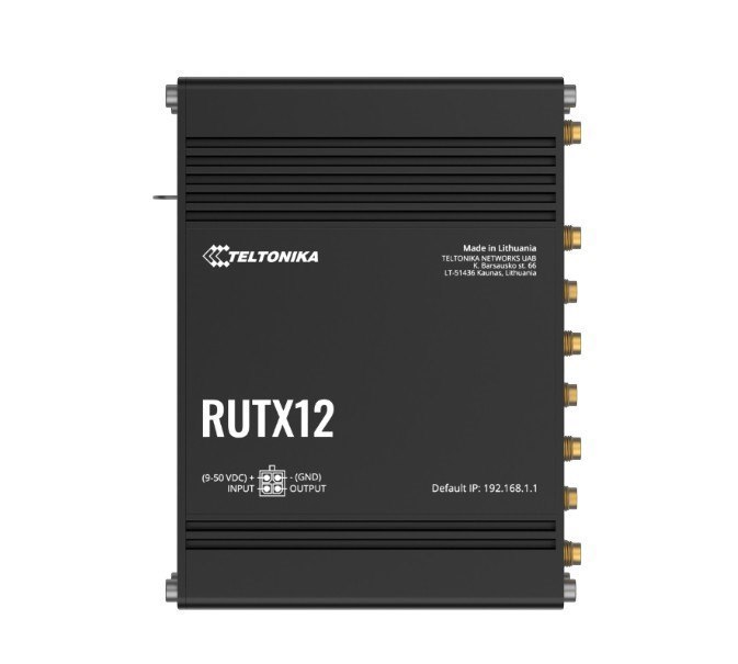 Teltonika Rutx12 Dual Lte Cat 6 Industrial Cellular Router, Dual Sim Cat6 4G Lte Router/Firewall With Dual Band WiFi 5, Psu Included