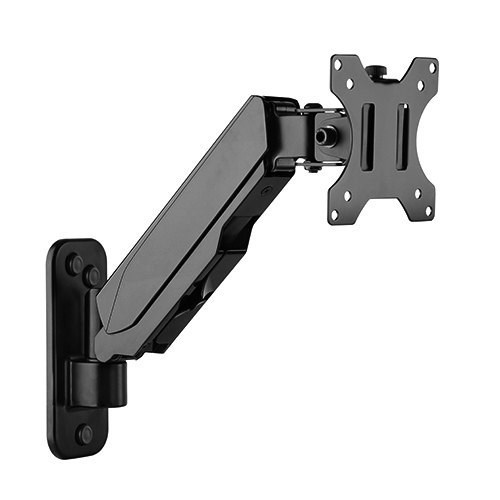 Brateck Single Screen Wall Mounted Gas Spring Monitor Arm,17'-32',Weight Capacity (Per Screen) 8KG; Matte Black