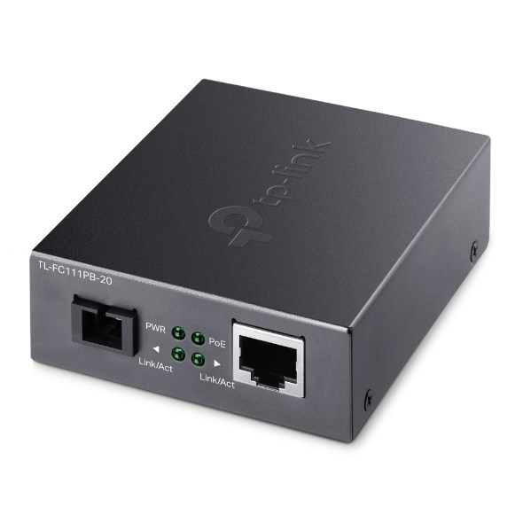 TP-Link TL-FC111PB-20 10/100Mbps WDM Media Converter With 1-Port PoE - Ieee 802.3U, 20KM, 1310 NM TX, 1550 NM RX