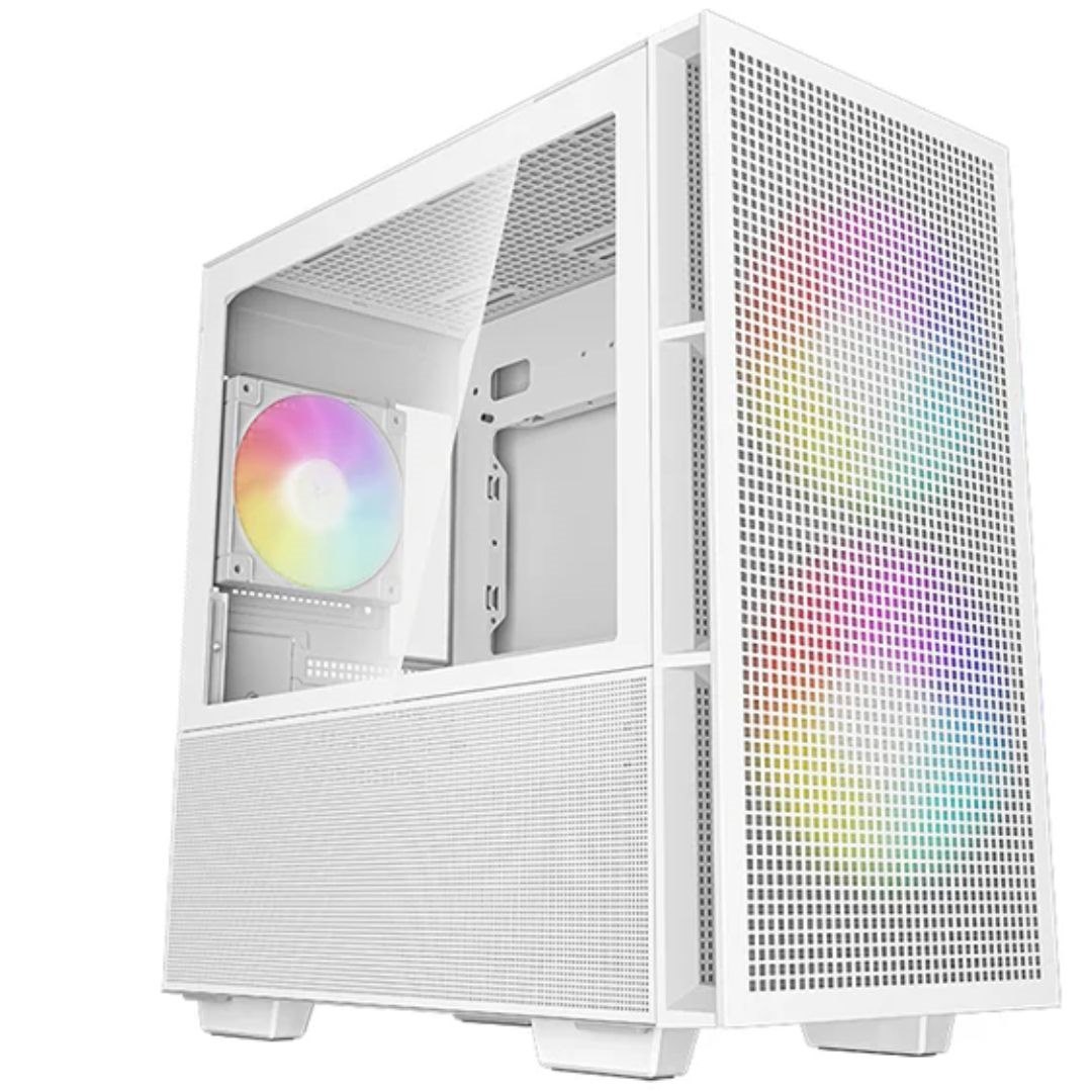 DeepCool CH360 Digital White Micro Atx Case, Digital Status Display, Tempered Glass Window,1X Usb 3.0, 1X Usb-C, HD Aud