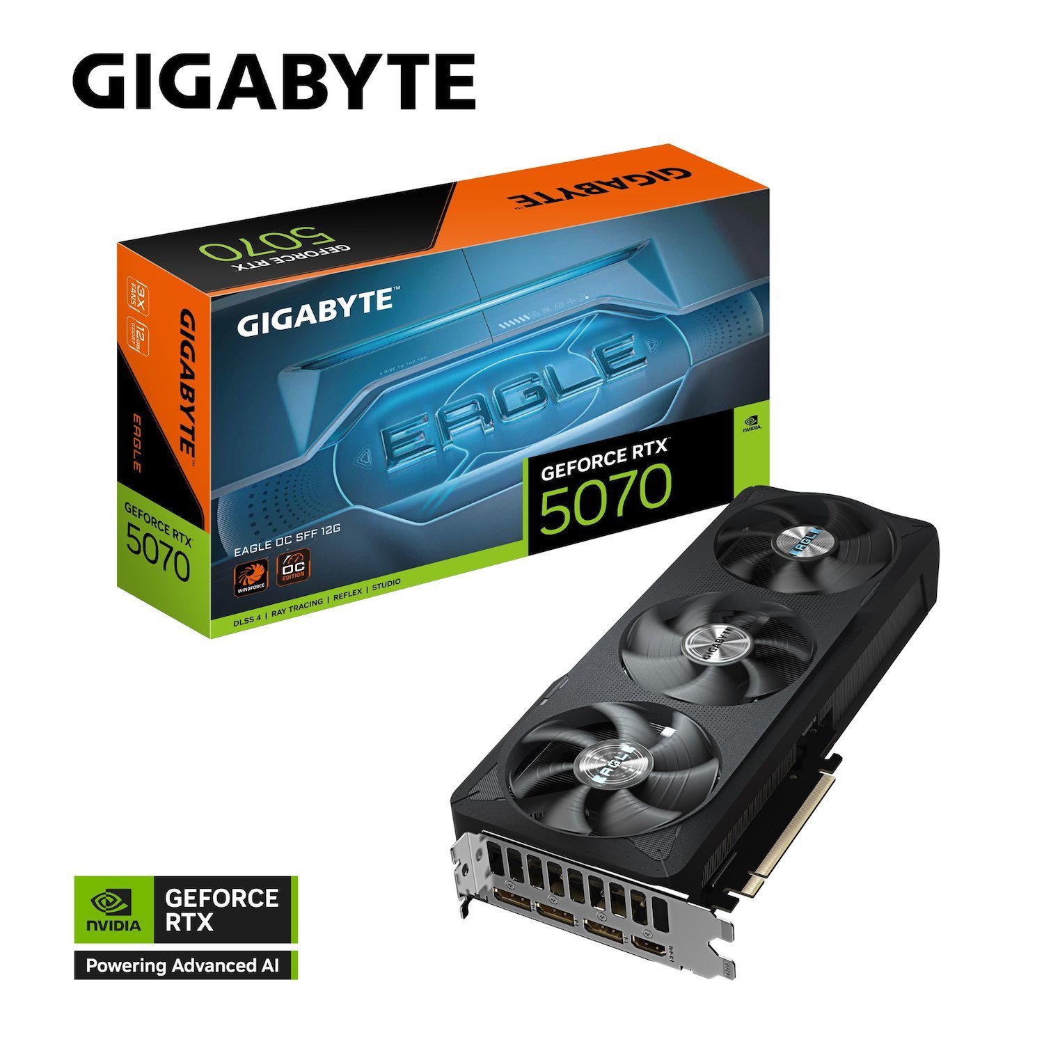 Gigabyte GeForce RTX™ 5070 Eagle Oc SFF 12G, 2587 MHz, Cuda 6144, 28 GBPS, GDDR7, 192 Bit, Pci-E 5.0, Psu 750W, DisplayPort 2.1B *3 Hdmi 2.1B *1