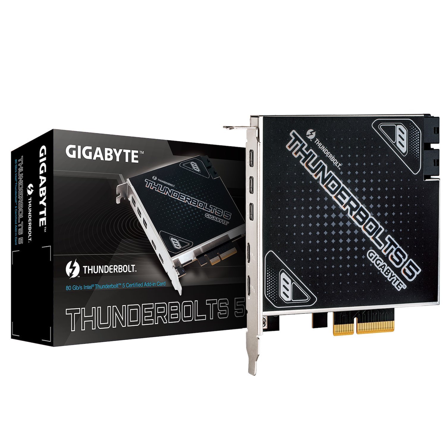 Gigabyte Card Thunderbolts 5 1.0 Add-In Card , Intel® JHL9580 Thunderbolt™ 5 Controller , Dual Thunderbolt™ 5 Ports, Up To 80 GB/S Bi-Directional