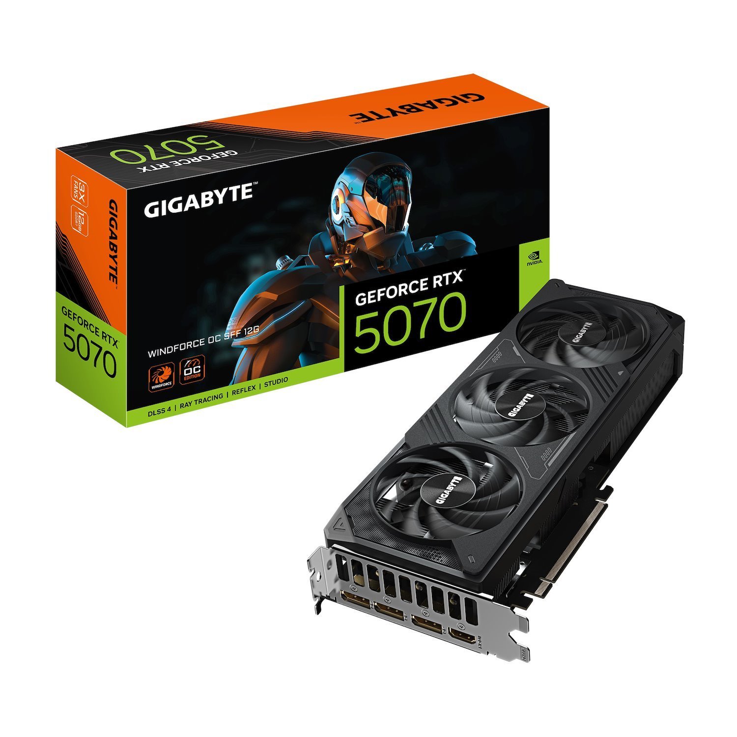 GigabyteGeForce RTX™ 5070 Windforce Oc SFF 12G, 2542 MHz, Cuda 6144, 28 GBPS, GDDR7, 192 Bit, Pci-E 5.0, Psu 750W, DisplayPort 2.1B *3 Hdmi 2.1B *1