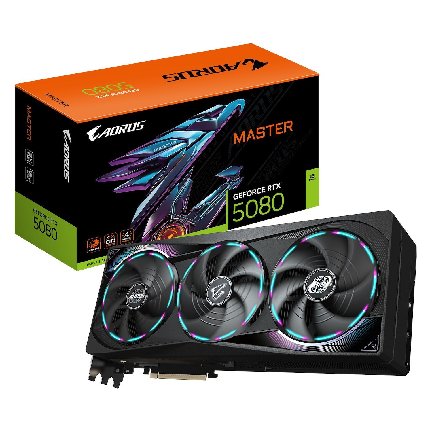 Gigabyte Aorus GeForce RTX™ 5080 Master 16G, 2805 MHz, Cuda 10752, 30 GBPS, GDDR7, 256 Bit, Pci-E 5.0, Psu 850W, DisplayPort 2.1B X3 Hdmi 2.1B X1