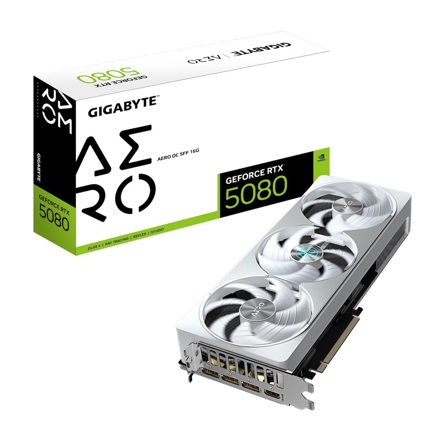 Gigabyte GeForce RTX™ 5080 Aero Oc SFF 16G, 2730 MHz, Cuda 10752, 30 GBPS, GDDR7, 256 Bit, Pci-E 5.0, Psu 850W, DisplayPort 2.1B X3 Hdmi 2.1B X1