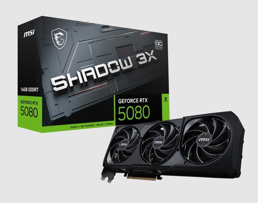 Msi nVidia GeForce RTX™ 5080 16G Shadow 3X Oc, Boost: 2640 MHz, 16GB GDDR7, DisplayPort X 3, Hdmi™ X 1,