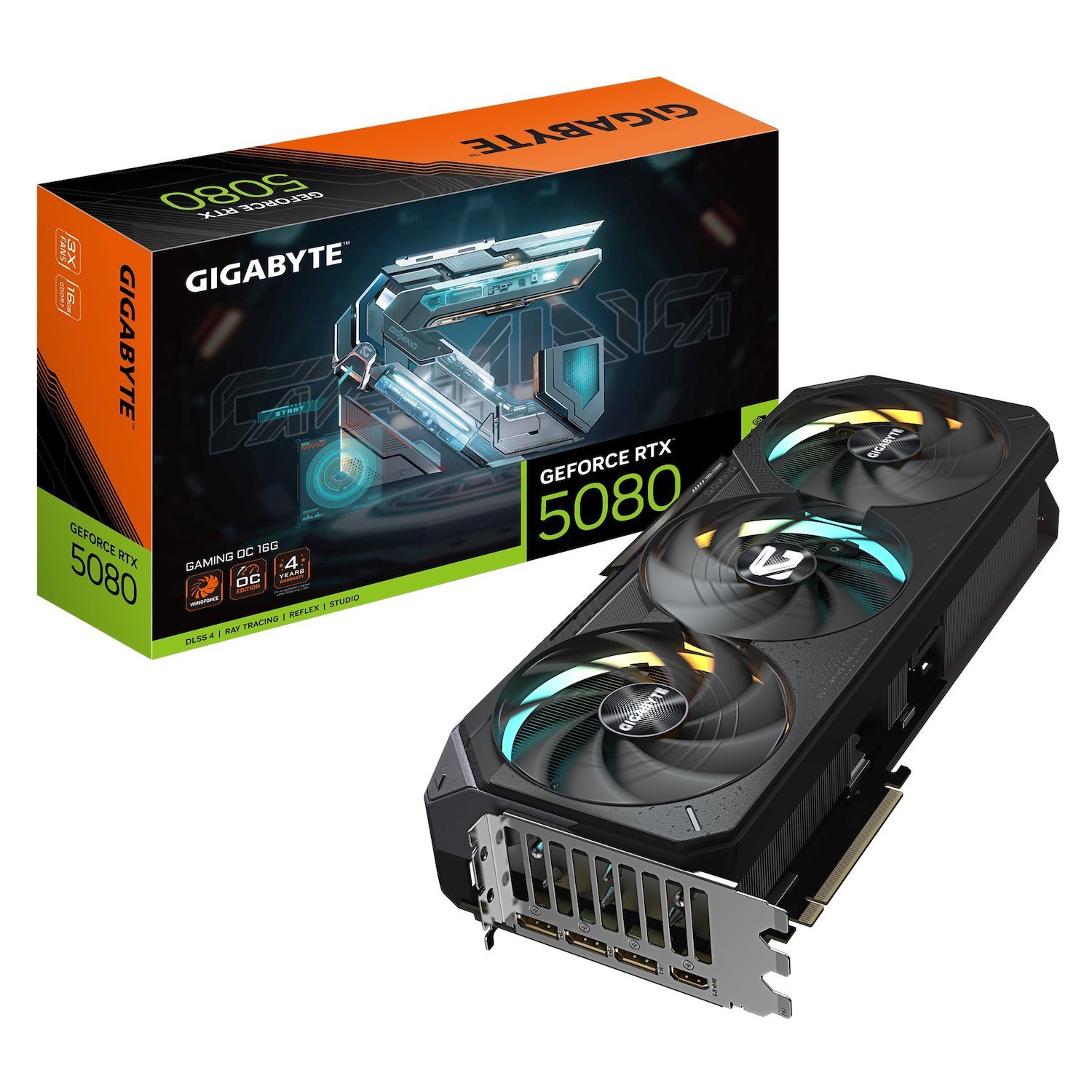 Gigabyte GeForce RTX™ 5080 Gaming Oc 16G, 2730 MHz, Cuda 10752, 30 GBPS, GDDR7, 256 Bit, Pci-E 5.0, Psu 850W, DisplayPort 2.1B X3 Hdmi 2.1B X1