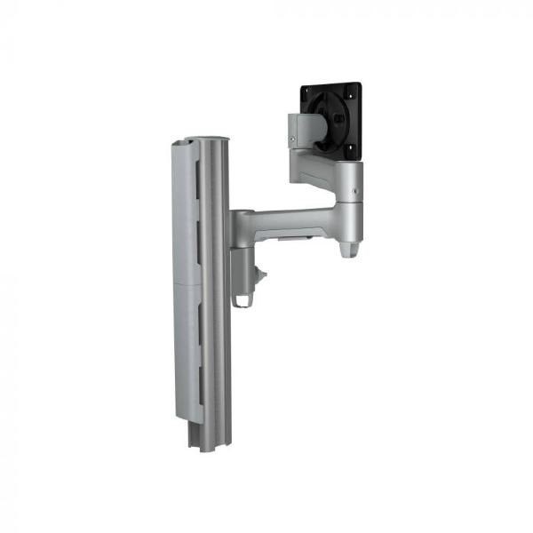 Atdec Awms-4640 Single 460MM Monitor Arm + 400MM Post / 12KG (26.5LB) Flat Screen, 10KG (22LB) Curved Screen + C Clamp Desk Fixing, Silver