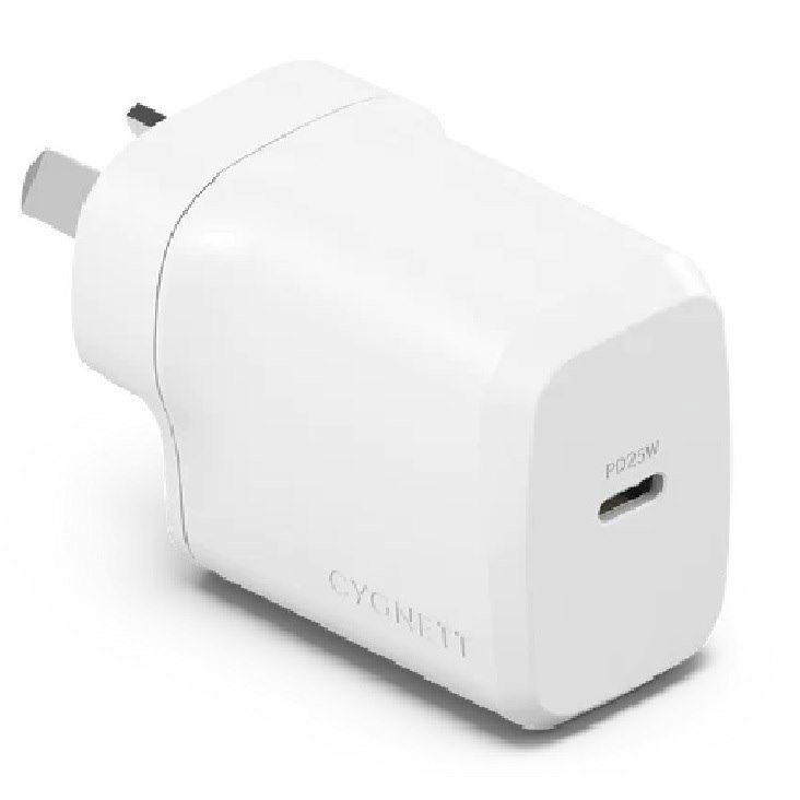 Cygnett PowerPlus 25W Usb-C PD Fast Wall Charger-White(CY4734PDWCH), Palm-Size,Portable,Best For iPhone,Samsung's PPS & Usb-C Devices,2 Years Warranty