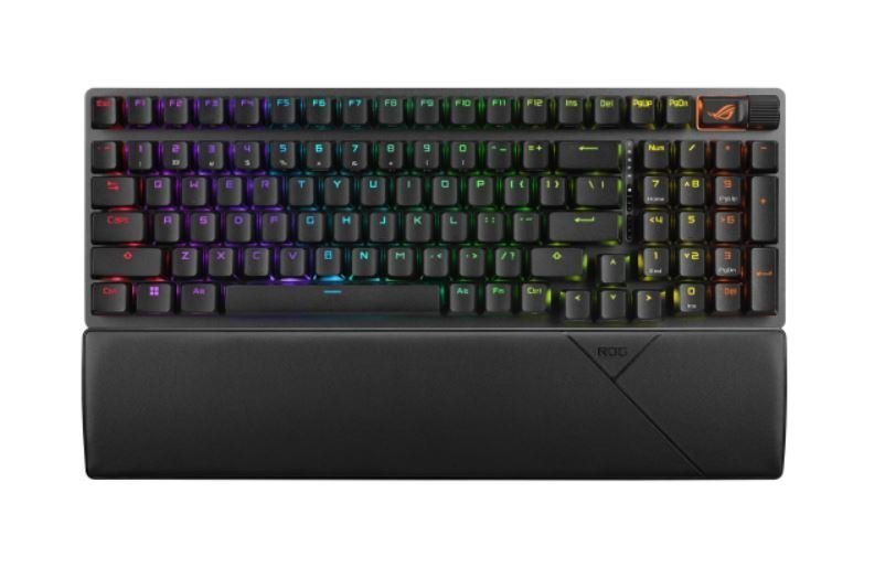Asus Rog Strix Scope Ii 96 WL Storm Switch Wireless Gaming Mechanical Keyboard, Tri-Mode Connection, Streamer Hotkeys, PBT Keycaps, Clicky