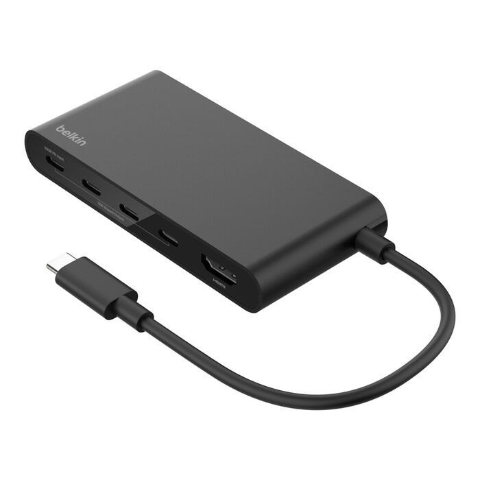 Belkin Connect Usb-C To 5-Port Usb-C Hub - Black (AVC021fqBK), 100W PD, 10Gbps, 1X 4K Hdmi, 4X Usb-C, 4K@60Hz, Fire-Resistant, 2 Years Warranty