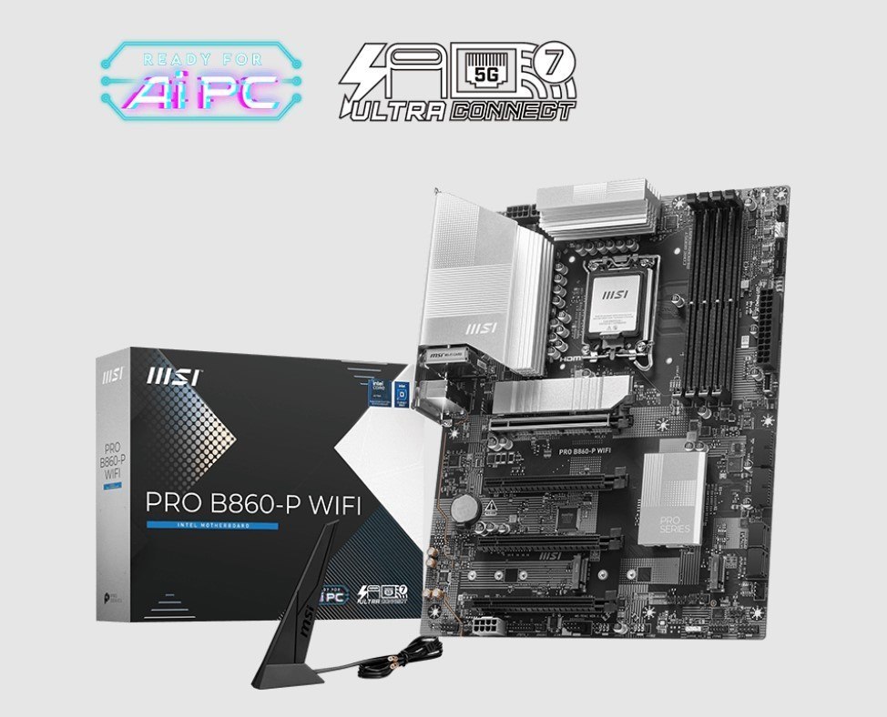 Msi Pro B860-P Wifi, Intel B860, 4X DDR5 256GB, 1X Hdmi, 4X Pci-E X16, 3X M.2, 4X Sata, 8X Usb 2.0, Intel® Wi-Fi 7