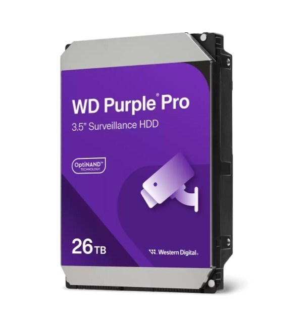 Western Digital WD Purple Pro 26TB 3.5' Surveillance HDD 7200RPM 512MB Sata 287MB/s 7200 RPM 512MB 5YRS Warranty