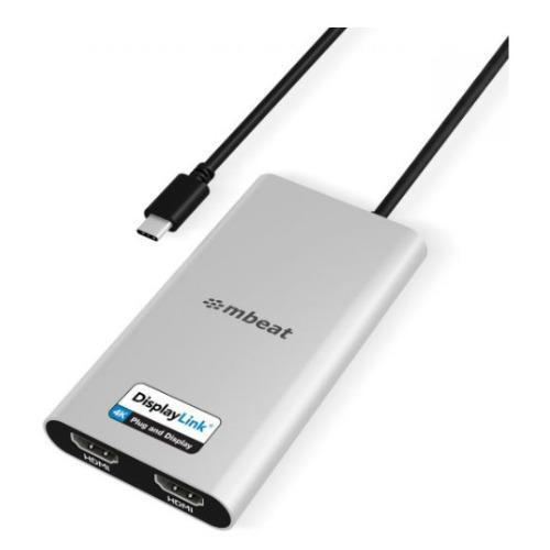 Mbeat® Usb-C Dual 4K Hdmi DisplayLink® Adapter With PD Pass-Through Dual 4K@60Hz 2 × Hdmi 2.0 1 × Usb-C 3.1 1 × Usb-C PD 3.0 Supports Up To 90W
