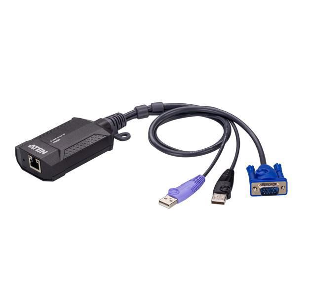 Aten Usb Vga KVM Over Ip Mini, Vga Input Resolutions Up To 1920 × 1200 @ 60 HZ With 24-Bit Color Depth, Hook Design, Bios Level Access