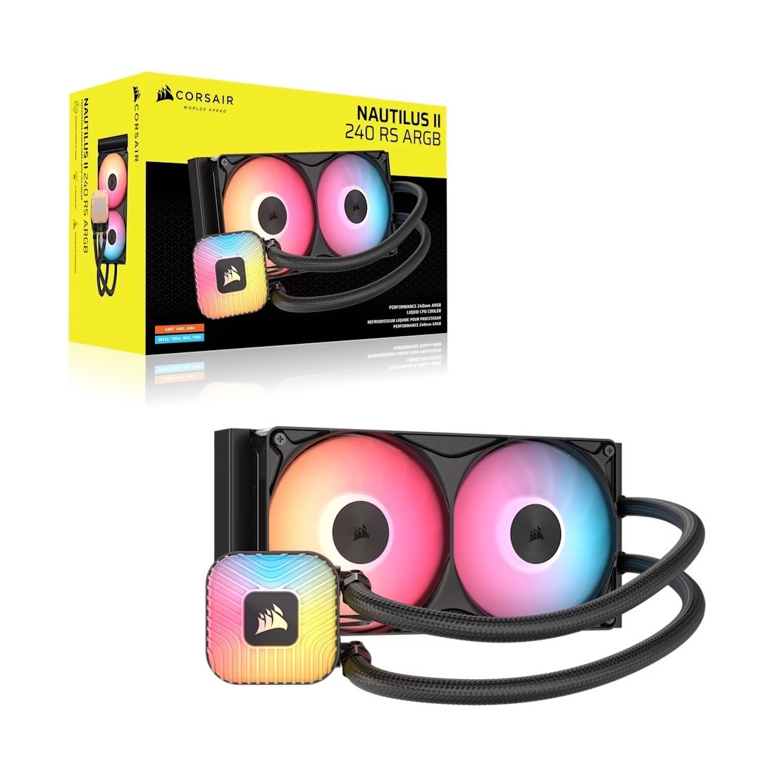 Corsair Nautilus Ii 240 RS Argb Liquid Cpu Cooler - Black, 240MM Radiator, FlowDrive 2S Pump, 24 RGB LEDs, PWM, Zero RPM Mode, 5Yr WTY