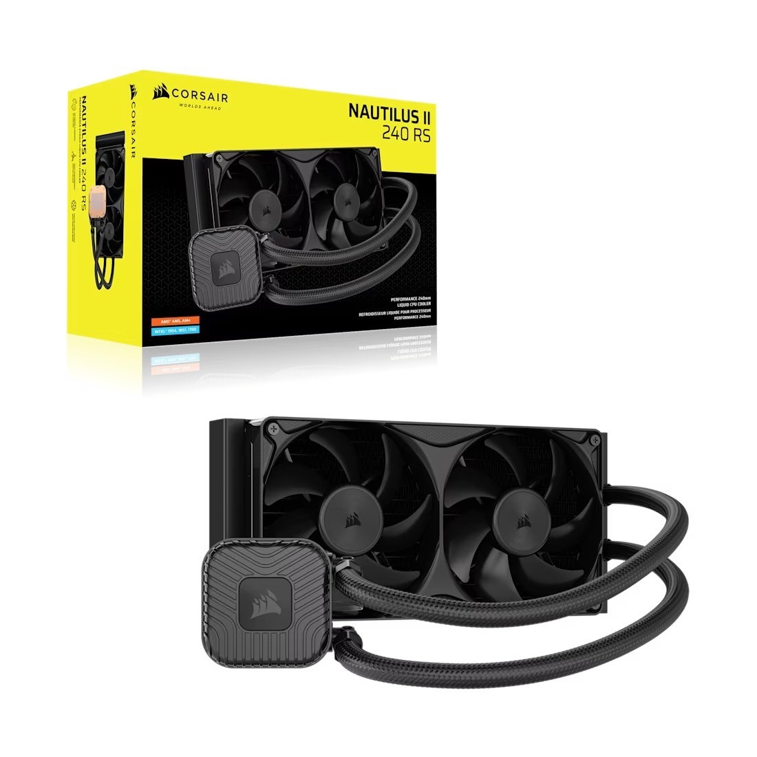 Corsair Nautilus Ii 240 RS Liquid Cpu Cooler - Black, 240MM Rad, FlowDrive 2S Pump, 420–2100 RPM, PWM, Zero RPM Mode, Am5/Am4 And Lga 1851/1700 Suppor
