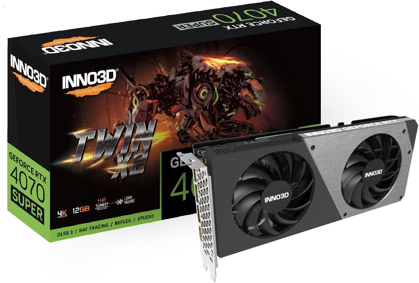 Inno3d nVidia GeForce RTX 4070 Super Twin X2 12GB GDDR6X, 2475 MHz Boost Clock, Ram 21 GBPS, 3X DP, 1xHDMI 250X118X42MM