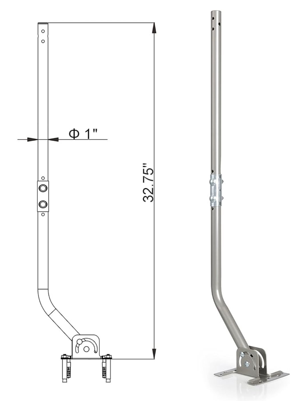 CeKay Adjustable Attic/Outdoor Antenna Mounting Pole