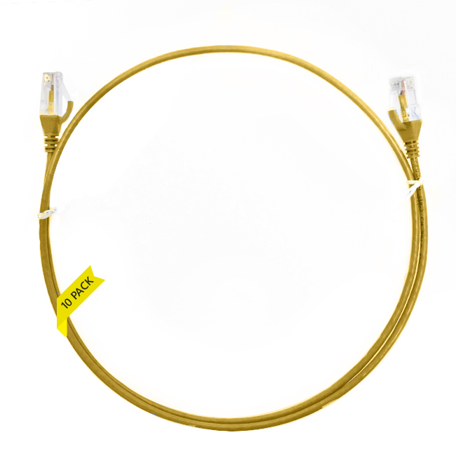 4Cabling 3M Cat 6 Ultra Thin LSZH Pack Of 10 Ethernet Network Cable. Yellow