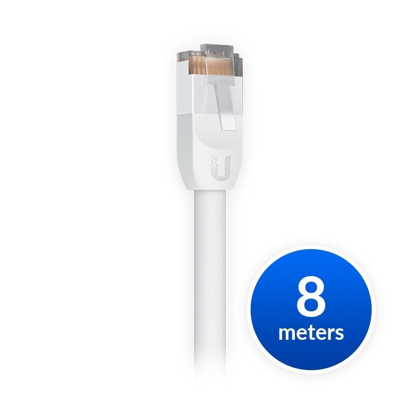 Ubiquiti UniFi Patch Cable Outdoor 8M White, Single Unit, All-Weather, RJ45 Ethernet Cable, Category 5E, 2Yr Warr