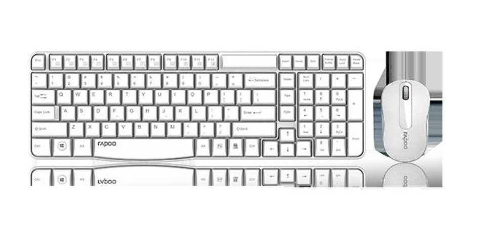 Rapoo X1800S 2.4GHz Wireless Optical Keyboard Mouse Combo Black - 1000Dpi Nano Receiver 12M Battery (White) BY Order
