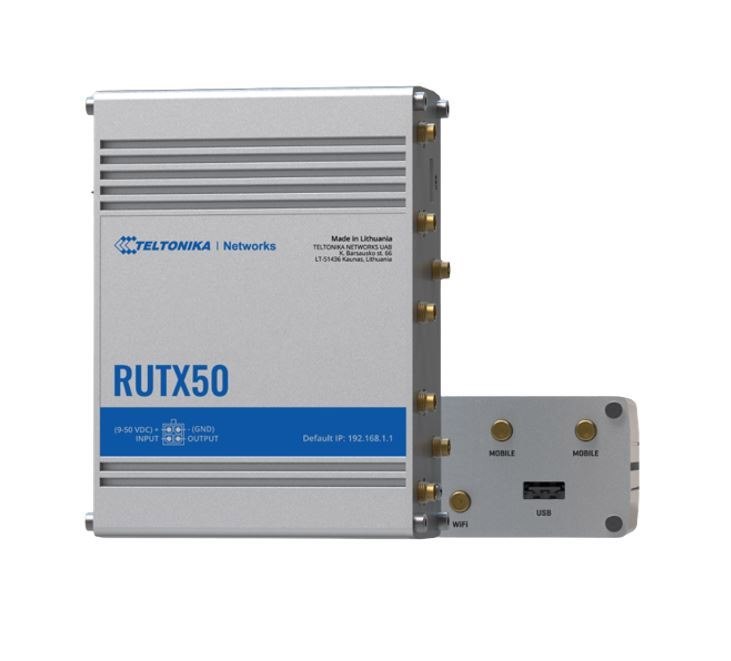 Teltonika Rutx50 Industrial 5G Router, 5G Dual Sim Cellular, 5 Gigabit Ethernet Ports, Dual-Band WI-Fi, Psu Included