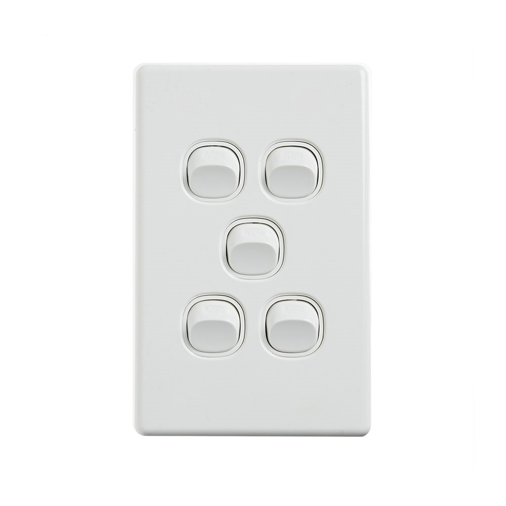 4Cabling 4C | Elegant Wall Switch 5 Gang 250V 16A | Vertical