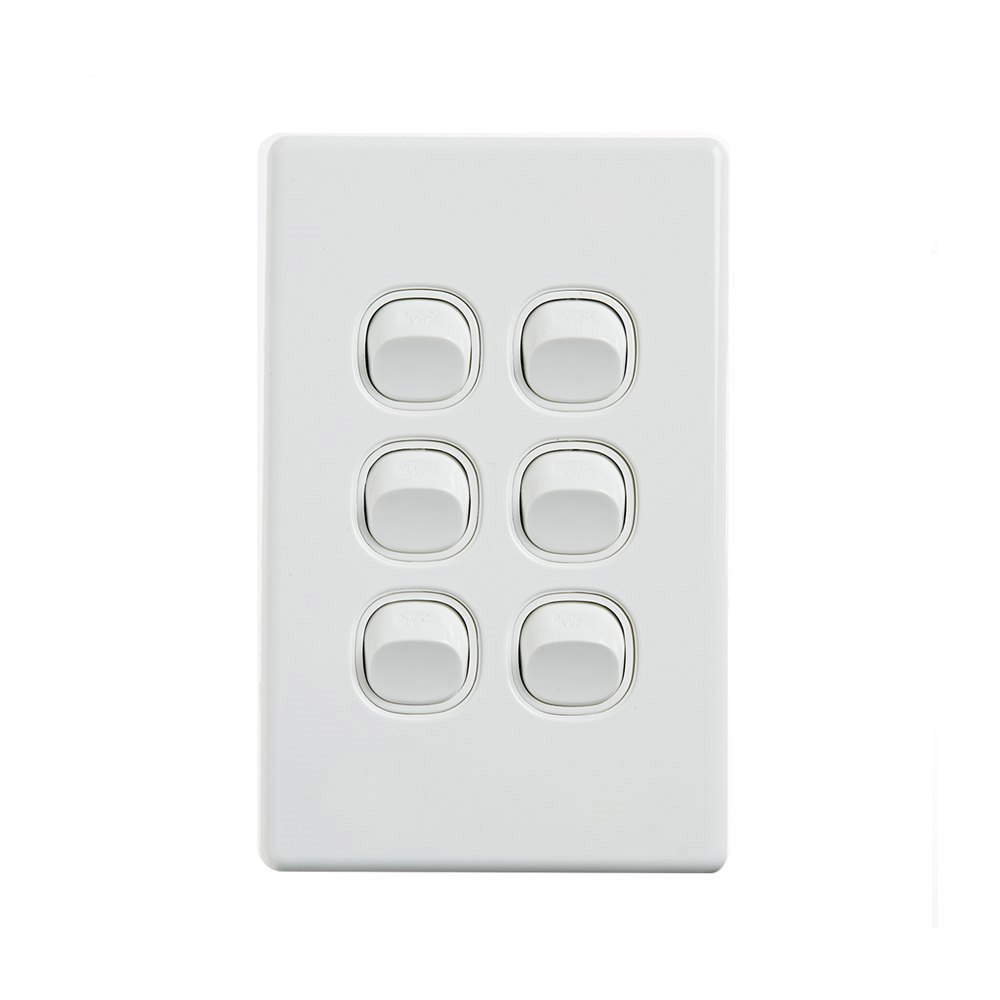 4Cabling 4C | Elegant Wall Switch 6 Gang 250V 16A | Vertical