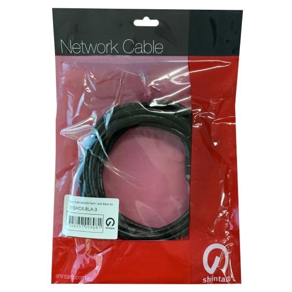 Shintaro Cat6 24 Awg Patch Lead Black 15M - High Quality Ethernet Cable For Wired Networks