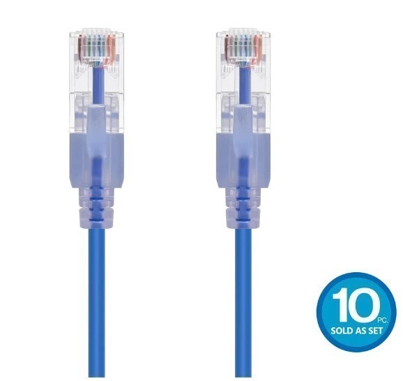 Cat6A Slim Ethernet Patch Cable - 14 ft (10-Pack)