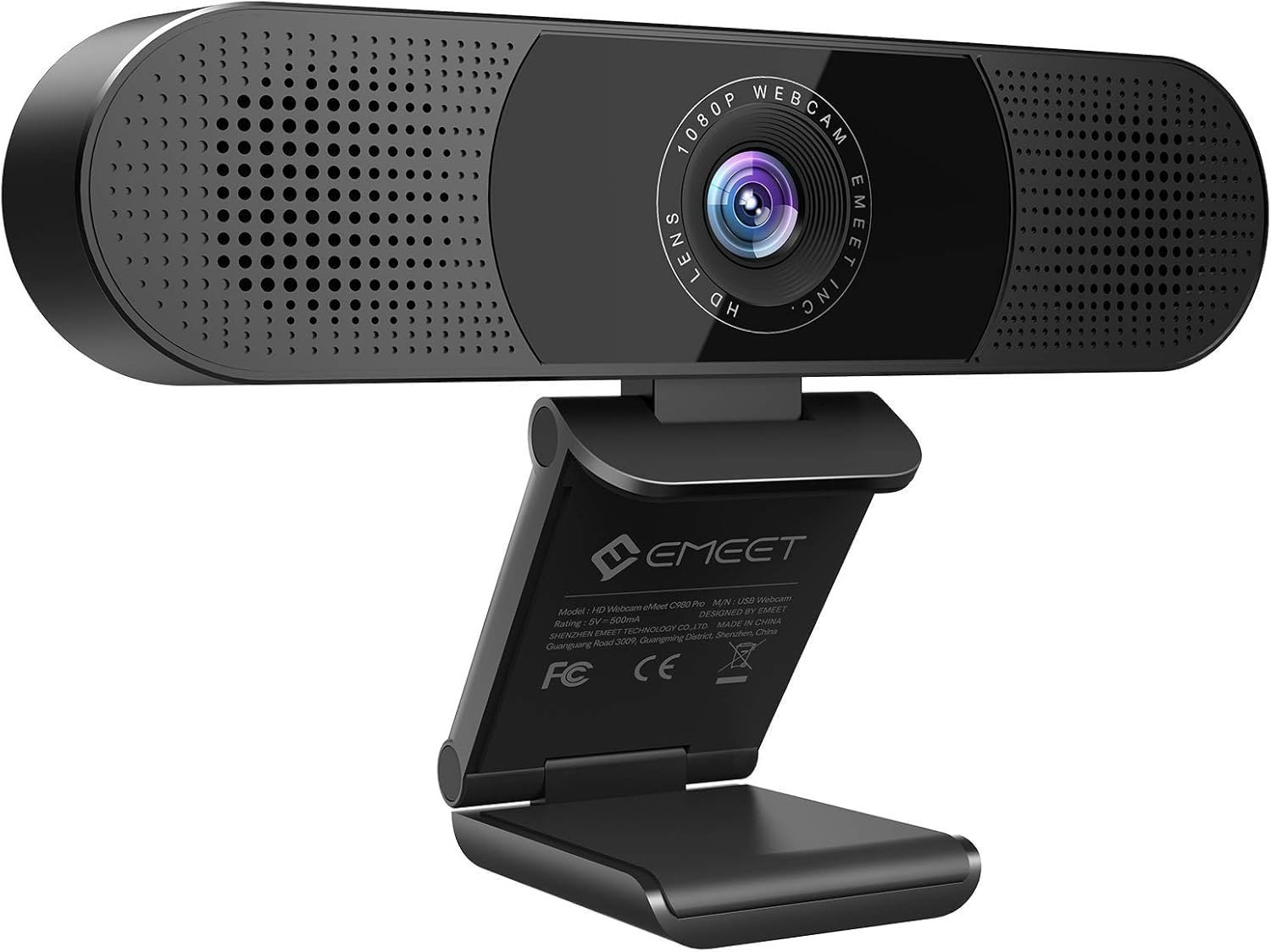 EMEET 3 in 1 Webcam - 1080P Webcam with Microphone and Speakers, Noise Reduction, Auto Low Light Correction W/Cover, C980 Pro USB Camera Web cam 60°-98° for Video Conferencing