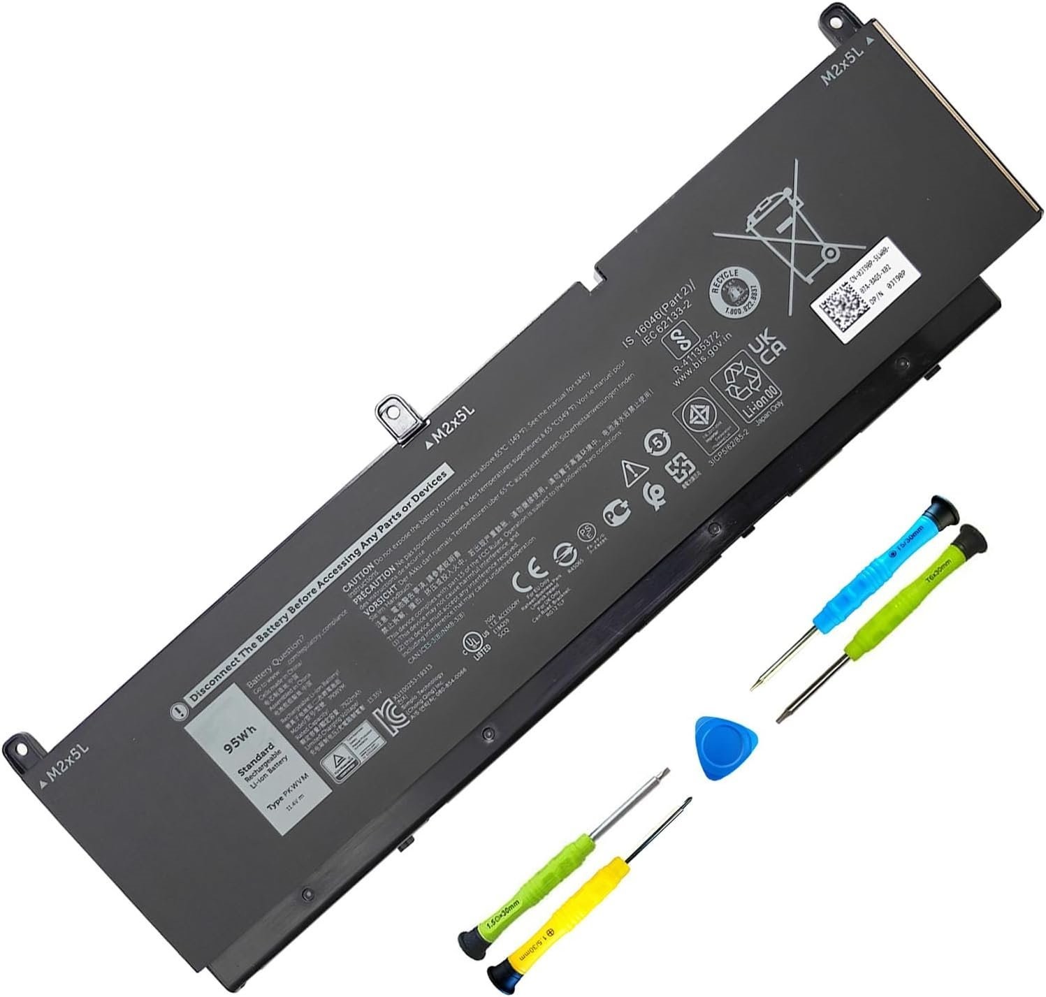 95Wh PKWVM Laptop Battery Replacement for Dell Precision 7750 7760 7550 7560 Series Notebook C903V CR72X 17C06 447VR 95Wh 11.4V 7922mAh 6-Cells