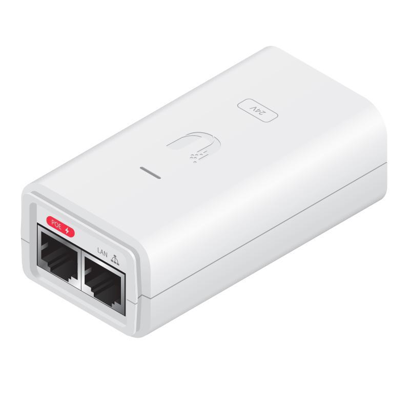 Ubiquiti 24V 12W White Gigabit Power Over Ethernet Injector