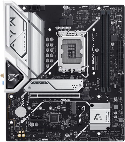 Asus B760m-Ayw Wifi Matx Motherboard Socket Lga1700 B760 Chipset 2X M.2 -DDR5 PCIe 4.0 1X Internal Usb 2.0 Header 1X Internal Usb 3.2 Header 1X 2.5 GbE Wifi 6 + Bluetooth