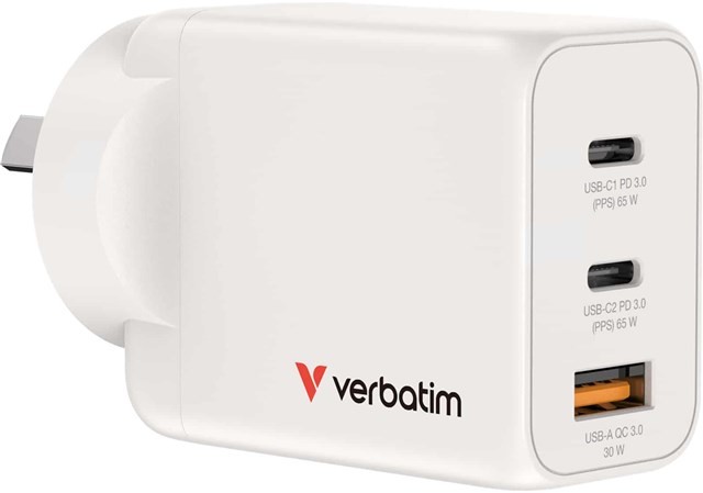 Verbatim 65W GaN Charger With 2X Usb-C And 1X Usb-A