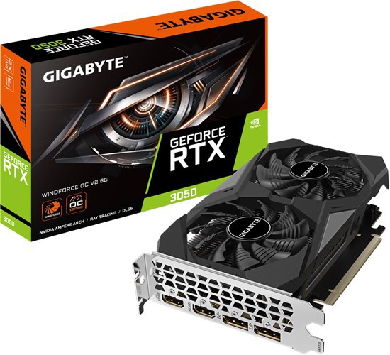 Gigabyte Nvidia GeForce RTX 3050 Windforce Oc V2 6GB GDDR6 Graphics Card 2 Slot 2X DisplayPort 2X Hdmi Minimum 300W Psu