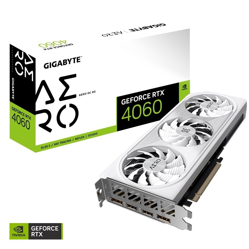 Gigabyte nVidia GeForce RTX 4060 Aero Oc-8Gd 1.0 GDDR6 Video Card, Pci-E 4.0, TBD Core Clock, 2X DP 1.4A, 2X Hdmi 2.1A