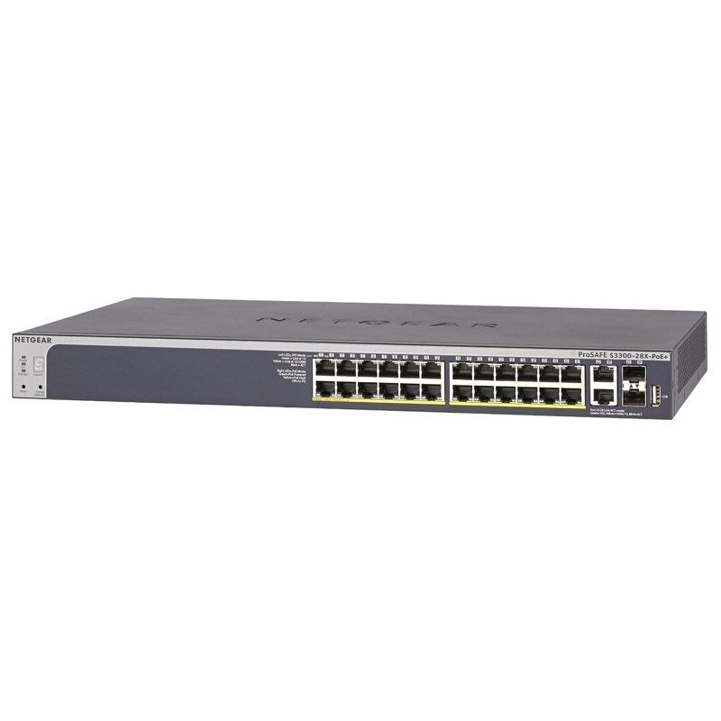 Netgear GS728TXP S3300-28X Poe+ Prosafe 24 Port Poe+ Gigabit Stackable Smart Switch, 4x10G Ports