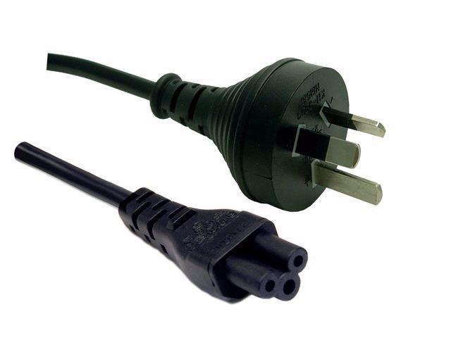 Dynamix 2M 3-Pin To Clover Shaped (Iec 320 C5) Female Connector 7.5A. Saa Approved Power Cord. 0.75MM Copper Core. Black Colour.