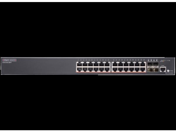 Edgecore 24 Port Gigabit Extendable PoE+ Web Smart Pro Switch. (4-Port Ge SFP & 24X RJ-45 Ports). Power Budget: 370W (Expand To 740W With Eps460w) 1X RJ45 Console Port. External Power.