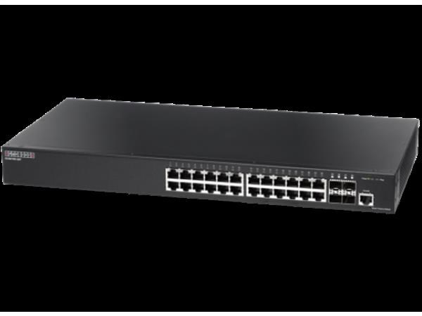 Edgecore 24 Port Gigabit Web-Smart Pro Switch. 4 SFP & 24 RJ-45 Ports. 1X RJ45 Console Port. Fanless Design. External Power.