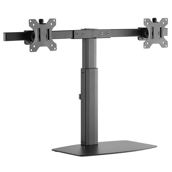 Brateck 17'-27' Dual Screen Vertical Lift Monitor Stand. Easy Gas Spring Switch For Effortless Adjustment. Detachable Vesa Plate. Tilt & Rotate, Vesa 75X75, 100X100, Max Load: 12Kgs. Cable Man