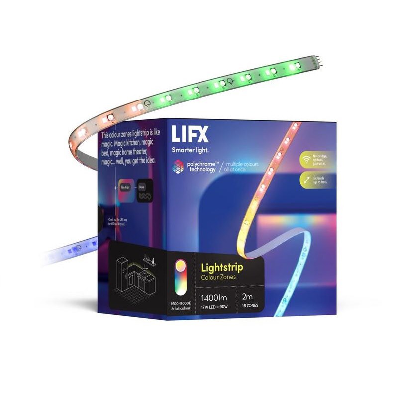 Lifx Z Colour Smart Light Strip Starter Kit 2M 1400 Lumens 17W Remote Control (Extendable Up To 10M) Color Adjustable And Dimmable