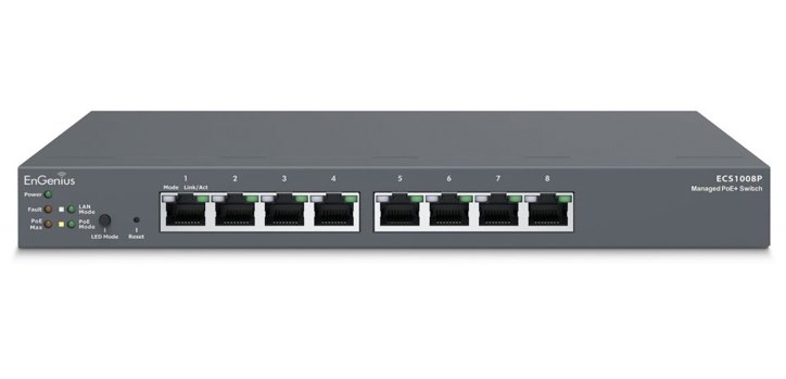 EnGenius Ecs1008p Cloud Managed 8-Port Gigabit PoE Switch 55W